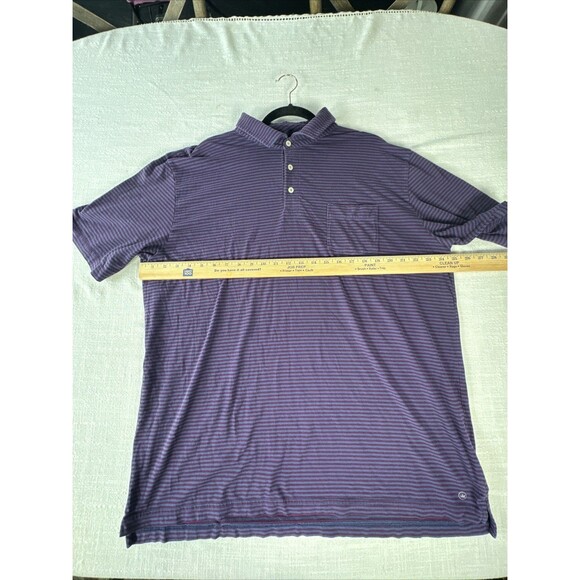 Peter Millar Seaside Wash Short Sleeve Polo XL Purple‎ Stripe Golf Chest Pocket - Picture 7 of 7